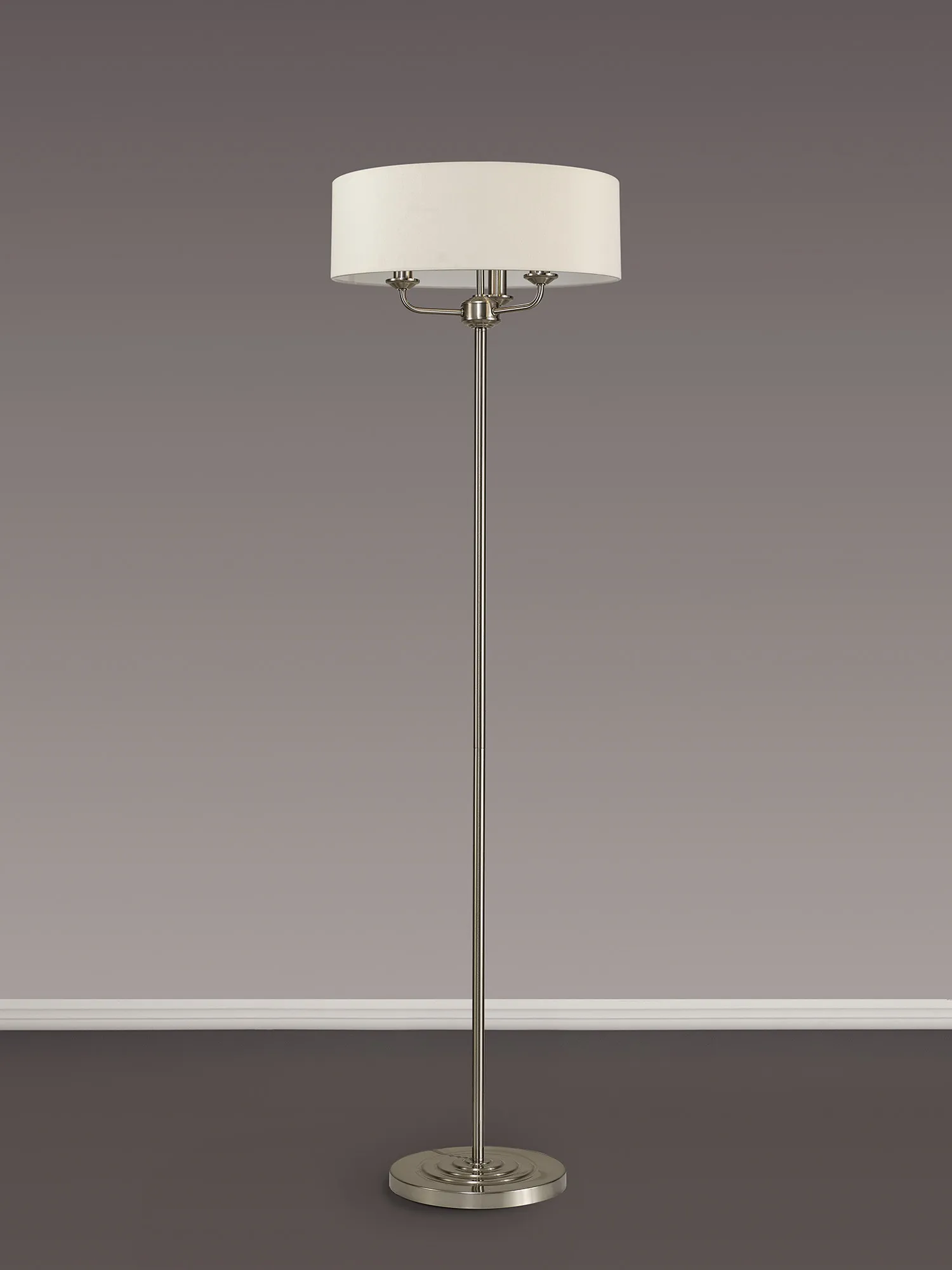 Banyan 45cm 3 Light Floor Lamp Satin Nickel, Nude Beige DK0925  Deco Banyan SN NU